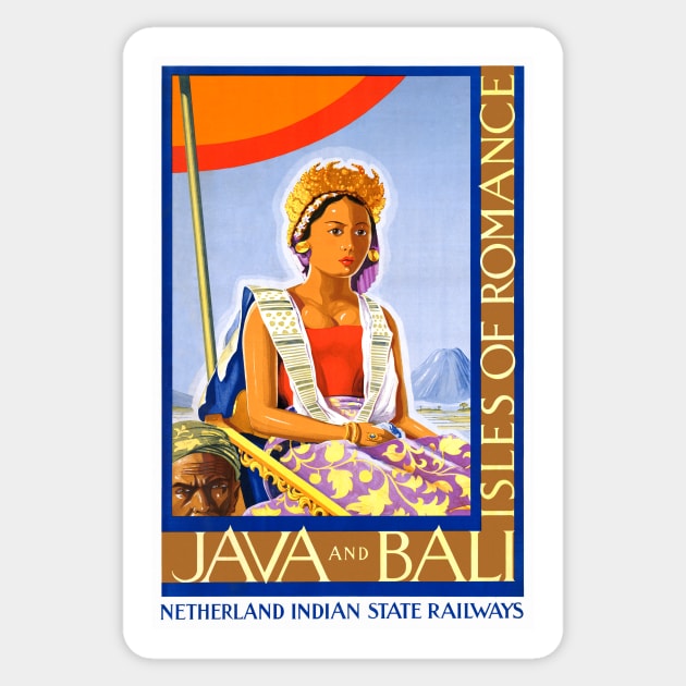 Vintage Travel Poster Java and Bali Sticker by vintagetreasure